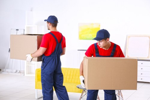Moving van and removal team preparing for a Bankside home move