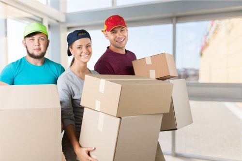 Removal team planning a move in Bankside near riverside apartments
