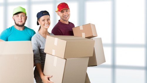 A removals team coordinating a central London office relocation