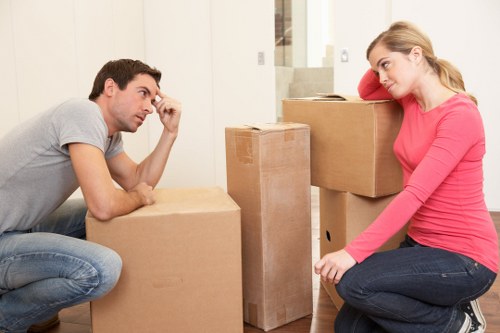 Professional movers handling a Bankside flat move near central London streets
