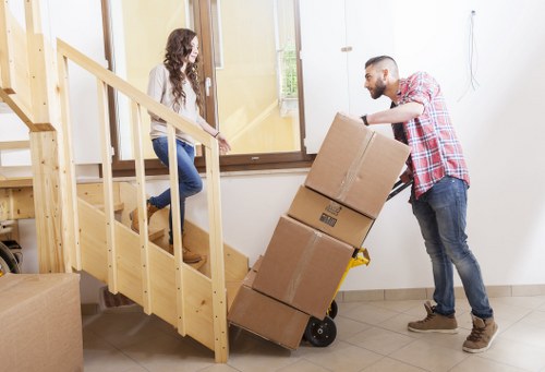 Office relocation equipment prepared for a commercial move in Bankside