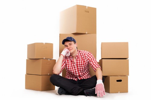 Local moving team handling boxes near Bankside apartments